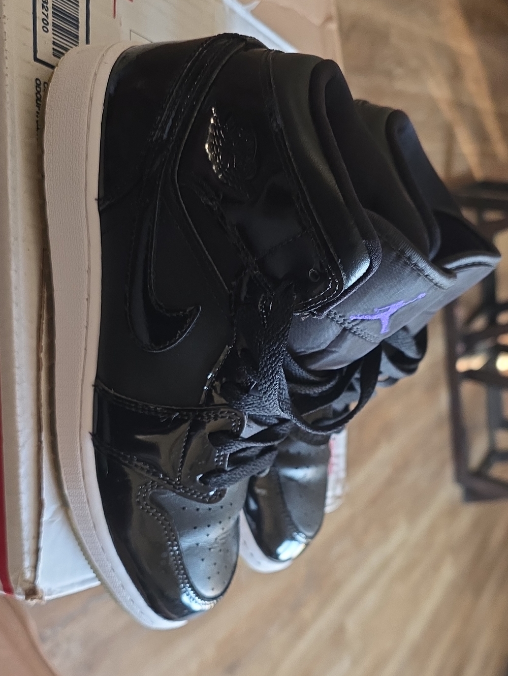 Nike Jordan Kids' Size 6Y Black Patent Leather High-Top Sneakers No Box